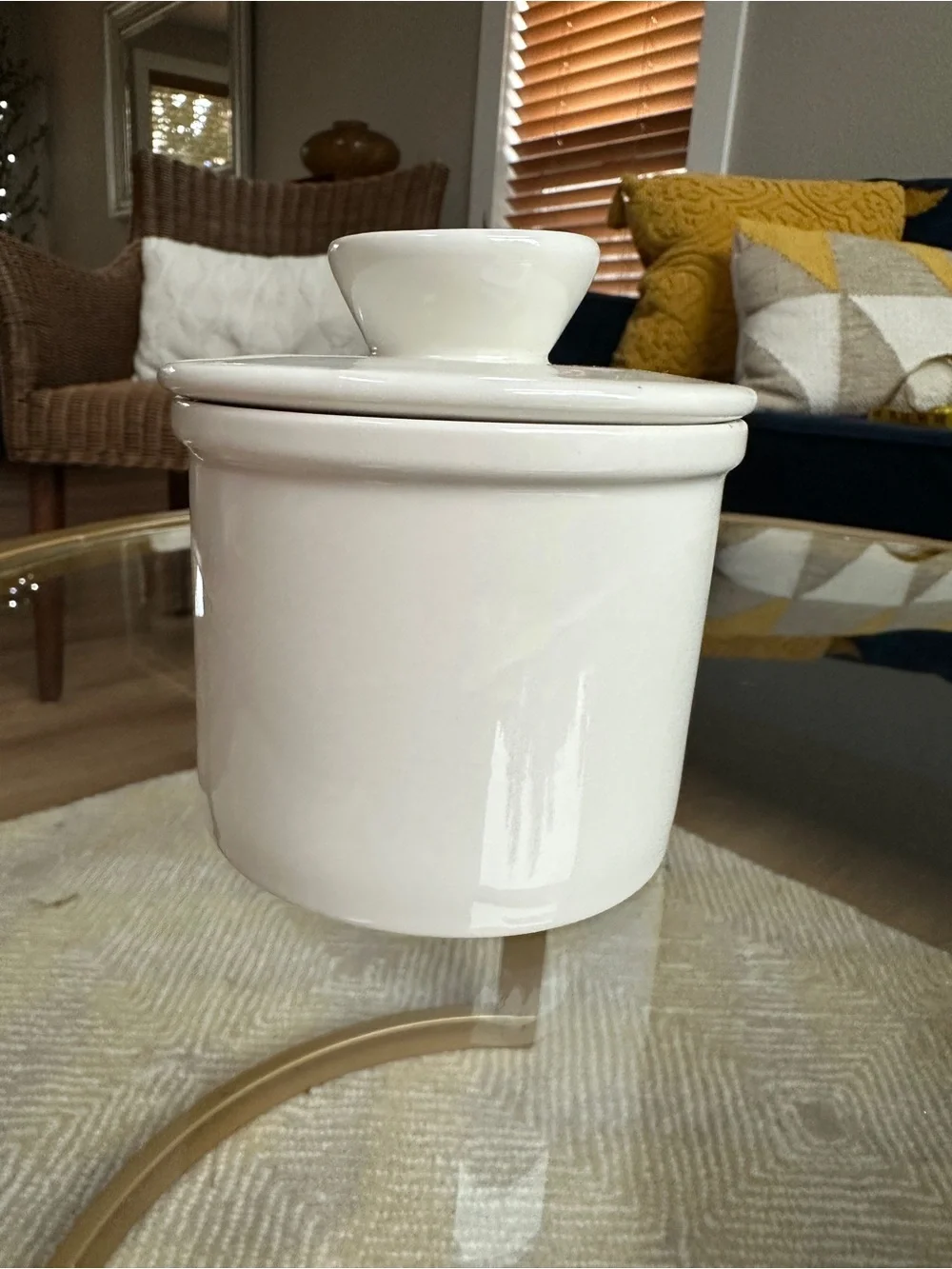 White ceramic Butter Crock